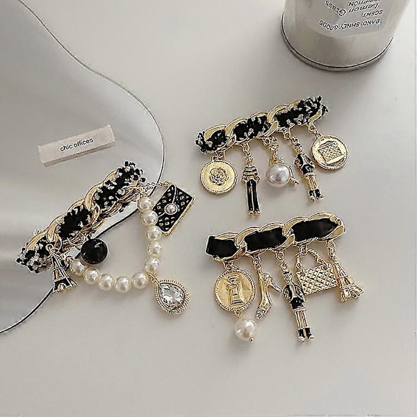 3 st Pärltofs Flash Brosch Multilayer Figur Brosch