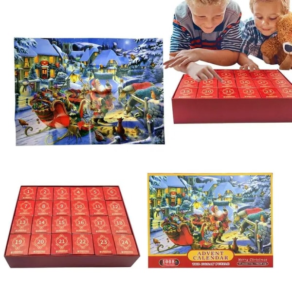 24 nummererte bokser juleadventskalender puslespill 1000 stk julenedtellingspuslespilleske julegåter leketøy