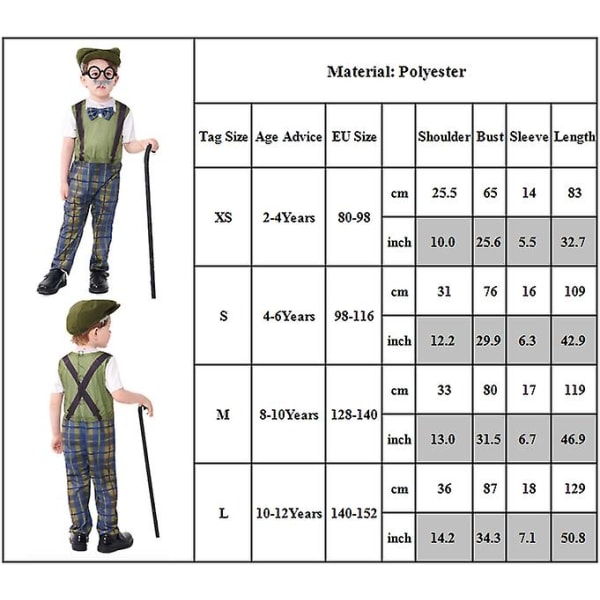 Kids Boy Grandpa Cosplay-asu 100 Days of School Halloween Old Man -asu M