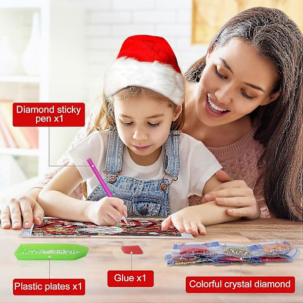 Jul Diamantmålning Konst Kit - 5D DIY Tomtar Vinter Dekorationsset
