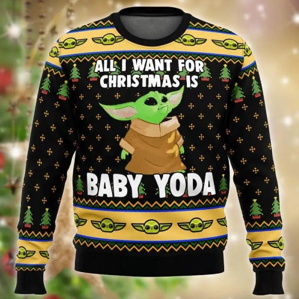 The Mandalorian And Grogu Baby Yoda Ugly Sweater 2024 Glædelig Jul Mænd Pullover Efterår Vinter Star Wars Dame Sweatshirt style 13 XS