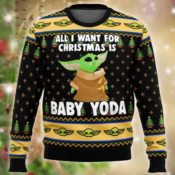 The Mandalorian And Grogu Baby Yoda Ugly Sweater 2024 Glædelig Jul Mænd Pullover Efterår Vinter Star Wars Dame Sweatshirt style 13 XXXL