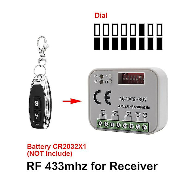 3 stk Universell Garasjeport Mottaker 433 868 Mhz Rx Multi 300-900mhz Fjernkontroll Bryter 2ch 9-30v Ac Dc Kontroller Portåpner