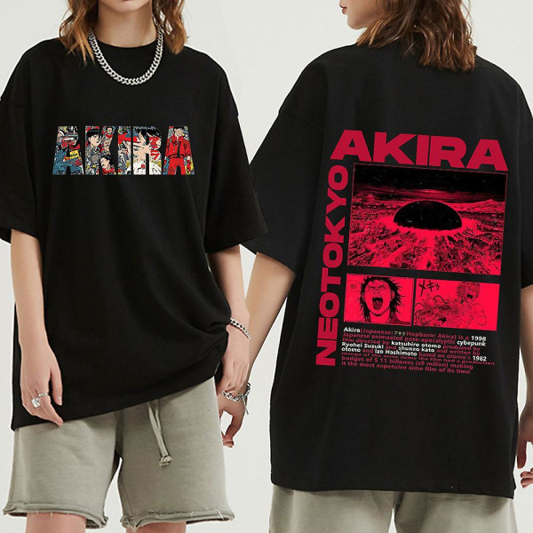 Japanilainen Anime Neo Tokyo Akira T-paita Elokuva Science Fiction Manga Shotaro Kaneda Miesten lyhythihaiset T-paidat 100 % puuvillaa T-paita Q01012 Black XXL