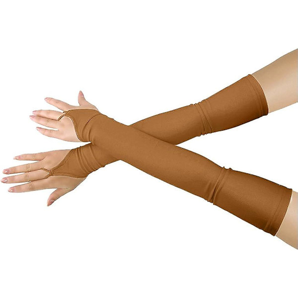 Flickor Pojkar Vuxna Halloween Makeup Fingerless Over Armbow Cosplay kostymhandskar Brown