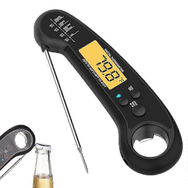 Kötttermometrar, 2-i-1 Vattentät Mattermometer med Alarm, Bakgrundsbelysning, Kalibrering, Temperaturtabell, Magnetisk Matlagningstermometer Direktavläsningstermometer