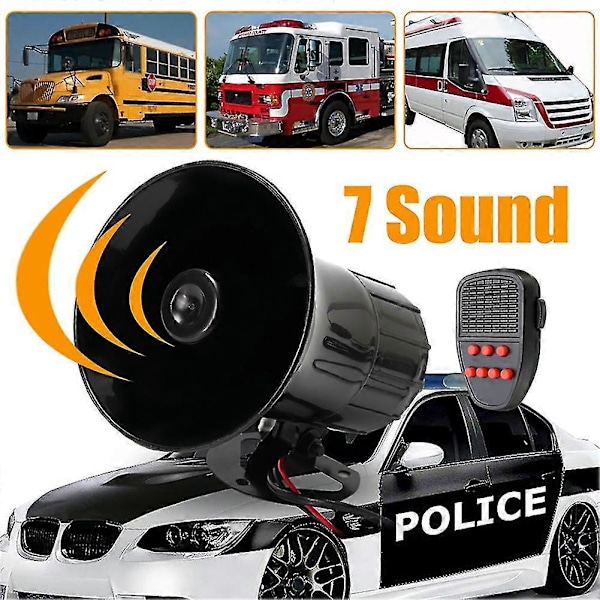 7 Ljud Stark Signalhorn Polis Brandbil Varningslarm 150db Siren Pa Högtalarsystem Mengxi