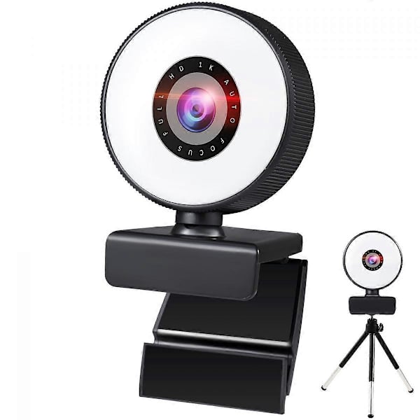 Streaming Webcam 1080P med Ring Light HD Webcam med