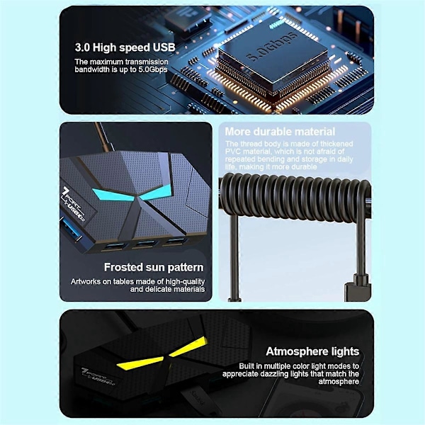 7 Portin USB 3.0 Type C HUB Laajennin 5Gbps Nopea OTG-sovitin A