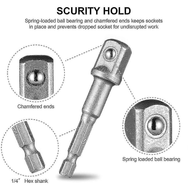 8 Pakke 1/4\" Til 1/4\" 3/8\" 1/2\" Hex Adapter Til Ledningsfri Boremaskine Og Skruetrækker - Ya