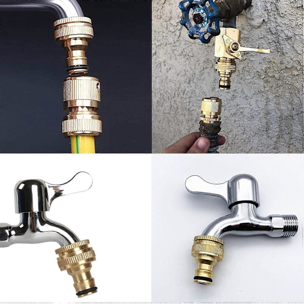 2 Stykker Messing Hagekran Kobling, Hageslange Koblingstilbehør 4/6 Tommers Vannslange Kobling, Egnet for Hageslangekran, Plensprinkler