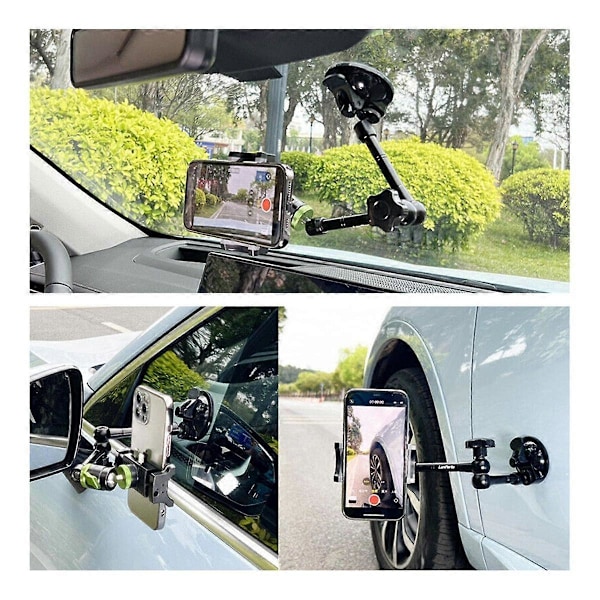 LanParte Biltelefonhållare Stabilisator Bil Magic Arm Sugkopp Telefon Selfie Stick 360 Roterande BH