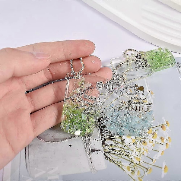 2 stk. Silikoneforme til Resin, Kop Epoxy Resin Forme med 10 stk. Metalkæder, 12 stk. Silikone Nøgleringsforme Sæt til Støbning Bagagemærke Vedhæng Ornam