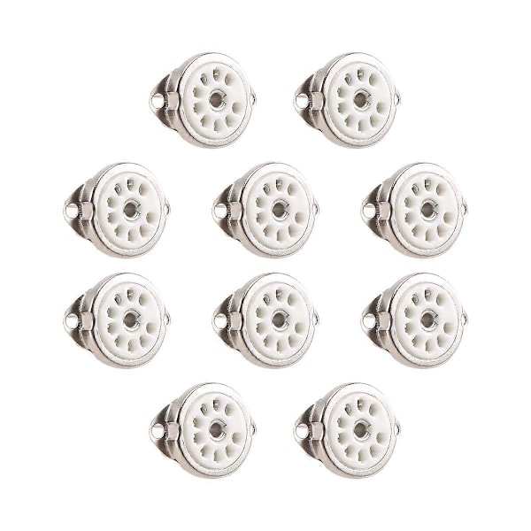 10 st Keramisk B9A 9-Pin Vakuumrörsockel Panel Chassi Montering för ECC81 ECC82 ECC83 EL84 6922 Vakuum