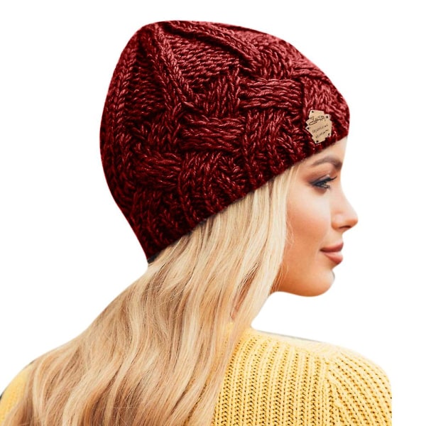 Menn Dame Strikket Vinter Reise Slouch Beanie Luer Heklet Cap Red