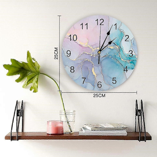 Marmor Turkos Rosa Väggklocka Modern Design Vardagsrum Dekoration Köksklocka Tyst Väggklocka Heminredning