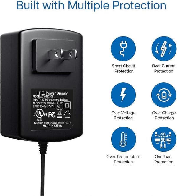 DC 12V 2A 2000MA US CCTV Strømforsyningsadapter til Hjemmesikkerhedskamera Overvågningssystem