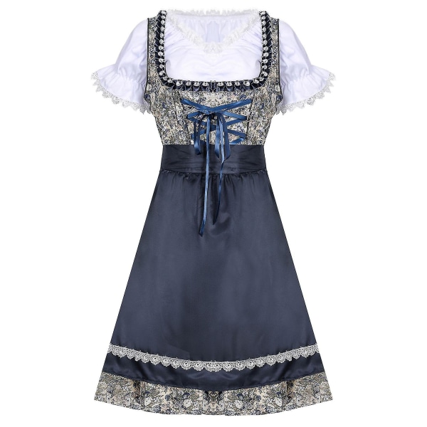 Snabb frakt Kvinnor Oktoberfest Dirndl Kostym Pläd tysk ölfestival Cosplay Bayersk klänning Halloween-pynt F XL