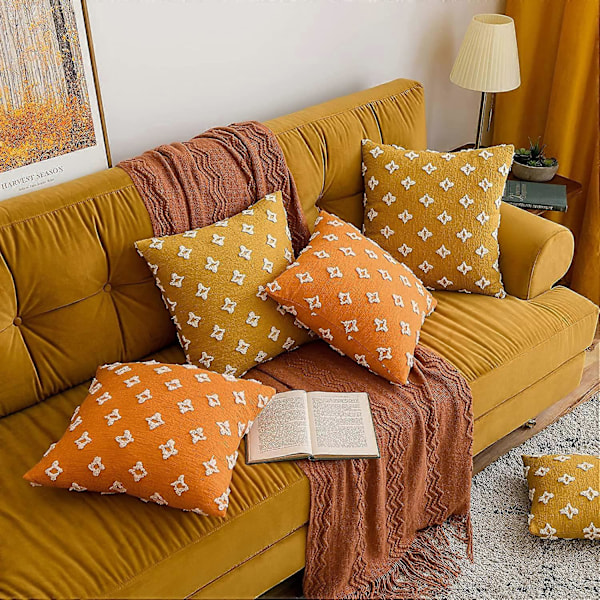 Sett med 2 Halloween Høst Dekor Dekorative Putetrekk Rombe Jacquard Putetrekk Myk Firkantet Putekasse for Sommer Sofa Seng Soverom Li