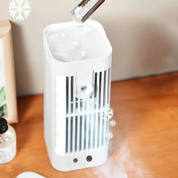 Bærbar ventilator vand- og iskøling natlys køleventilator med 3 hastigheder automatisk oscillerende hovedfunktion