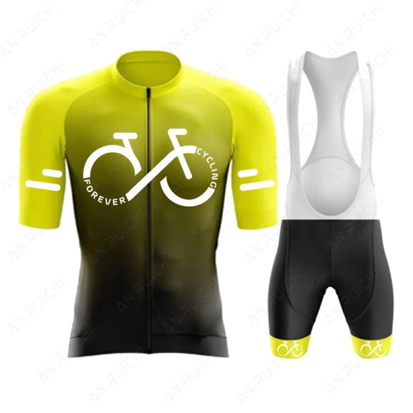 Set 2023 Kesä Ropa Ciclismo Miesten Polkupyörän Pyöräilyvaatteet Gradienttiväri Maastopyöräpaita Urheilupuku A1 M