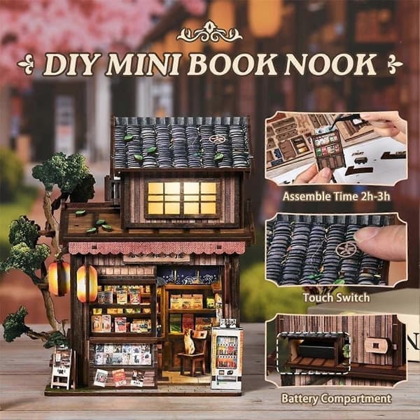 Mini Bokkrok-byggesett – Lite hus-modell – for hobbygave – Tremateriale A
