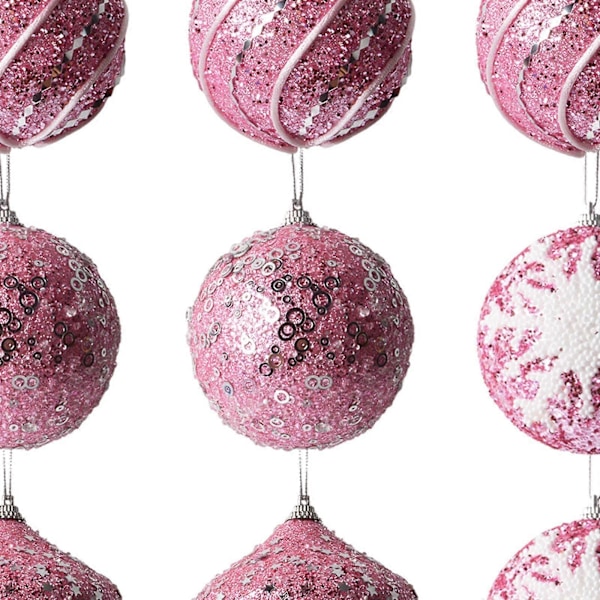 9 stk. Julekulepynt Rosa Kuler Anheng Dekorativt for Hjemmefestdekor