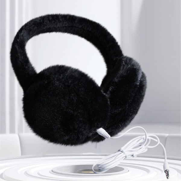 Bluetooth 5.0 øretelefoner med varme øreklokker, vinter utendørs øretelefoner, varme og tykke øreklokker, Bluetooth 5.0 øretelefoner Black