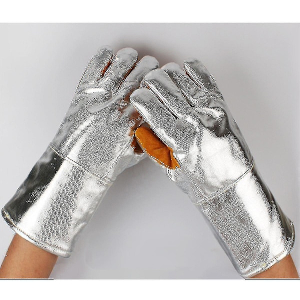 Højtemperaturbestandige Handsker 1000 Grader Brandsikre Anti-skoldning Varmeisolering Smeltende Aluminiumfolie Fem-finger Ovn Mikrobølgeovn Hao