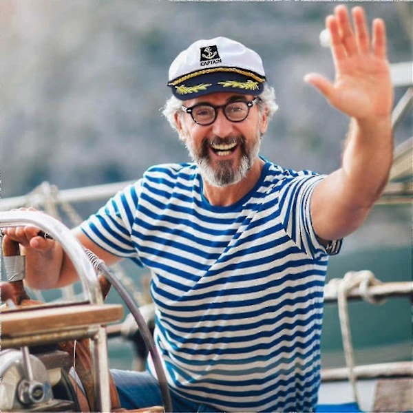 2 Stycken Marinblå Admiral Hatt i Marin Stil - Justerbar Sjömanskeps
