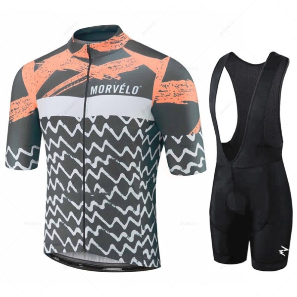 Morvelo sommer cykeltrøjesæt til mænd åndbart cykeltøj MTB-cykeltøj Kortærmet sport Ropa Maillot Ciclismo jersey set 3 L