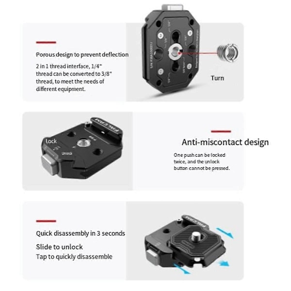 F38 Multi-Hul Hurtigudløserplade Kit Tripod Mount Adapter