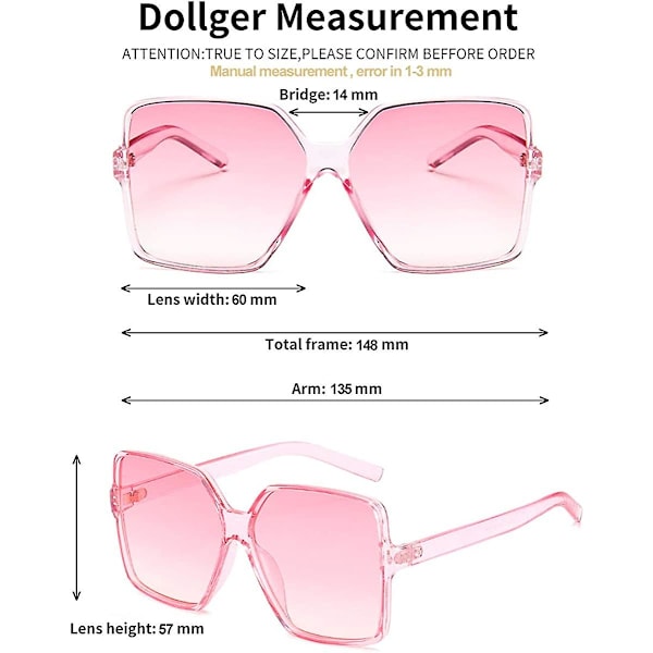 Ubiuo Överdimensionerade Fyrkantiga Solglasögon För Kvinnor Stora Breda Mode Solglasögon För Män 100% UV-Skydd Unisex