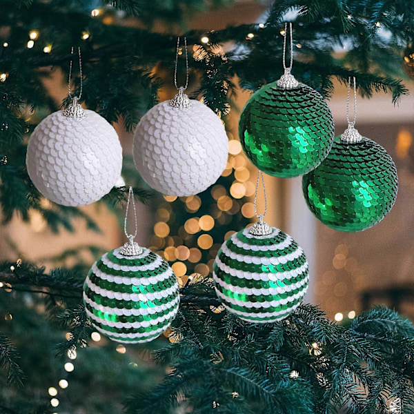 6x Julgranskulor Julgransdekorationer Dekorativa Julkulor Prydnader för Fest Årsdag Fönster Veranda