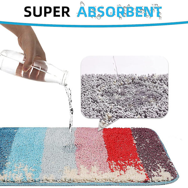 Tflycqbadrumsmatta Set om 2 Absorberande maskintvättbara halkfria badmattor Lyxiga mjuka mikrofiber Färgglada badmattor för badrum kök och sovrum