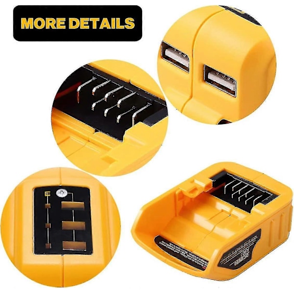 Dcb090 USB-adapter erstatning for alle Dewalt 10,8V/14,4V/18V Li-ion batterier USB-oplader strømindgang til Dewalt XR Max Dcb200 Dcb201 Dcb180 Dcb120