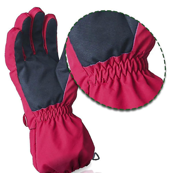Vanntette ungdomsbarns fem-finger skihansker Barnas varme hansker Red