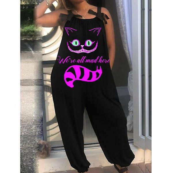 Halloweenoveraller för kvinnors printed jumpsuit Loose Fit Casual Playsuit Haklapp Overall Baggy Harem Byxor style 14 S