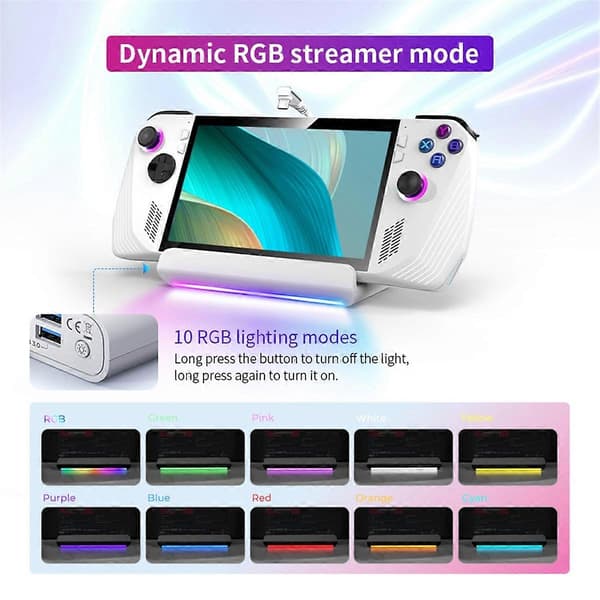 Dockingstasjon for ROG Ally Hub RGB Steam Deck Stativ