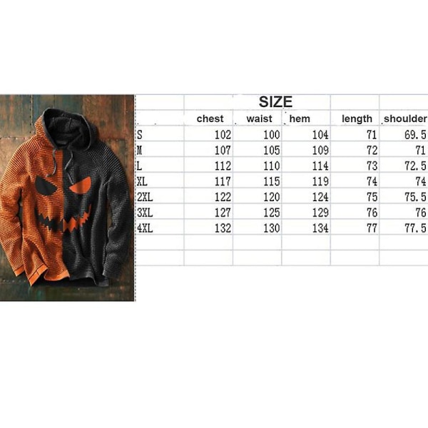 Græskar Halloween Kostume Hættetrøje Pullover Hættetrøje BROWN STYLE 1 L