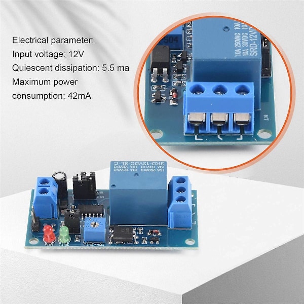 12V DC Fördröjningsrelä Fördröjd Påslagning / Fördröjd Avstängningsbrytare Modul med Timer