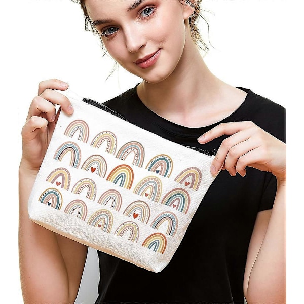 Inspirerende gaver til kvinder, regnbue tasker til piger kvinder, regnbue makeup taske til hende Teeny, regnbue væg, datter barnebarn fødselsdagsgaver - makeup
