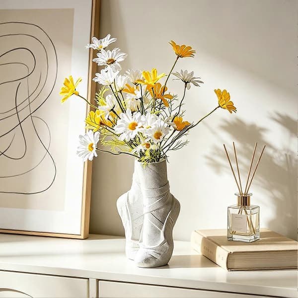 Multifunksjonell Vinylvase – for Blomster, Penner og Skulptur – for Soverom, Studio og Bryllup White