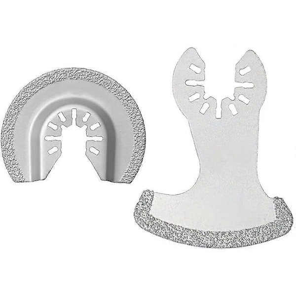 Oscillerende Korn Oscillerende Blade Sæt med 2 Diamant Oscillerende Multi-Værktøjsblade Segl og Halvcirkel til Riller Slibning af Fliser og Betonvægge