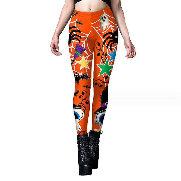 Halloween leggings for kvinner ferie yoga bukser Xmas workout Atletisk høy midje leggings med lommer for kvinner style 3 M