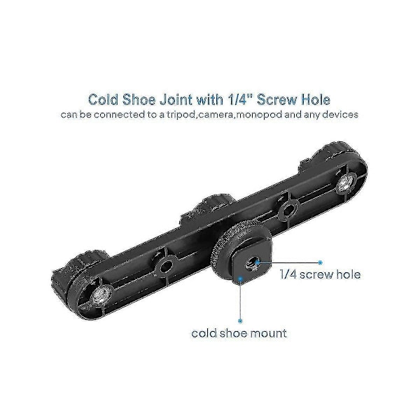 Triple Cold Shoe Extension Mount Hot Shoe Adapter Forlænger Bar Beslag Med 1/4\" Skrue Til Tripod