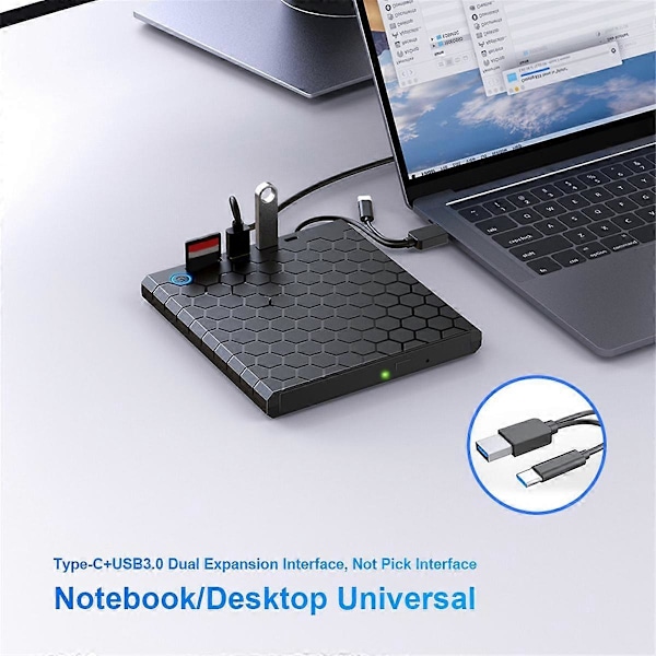 USB 3.0 Ulkoinen CD DVD -lukija CD/DVD-asema SD/TF-porteilla DVD-poltin CD/DVD-asema PC-kannettavalle