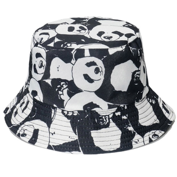 Casual Fiskehatt Allmatch Tecknad Panda Bucket Hatt för Vandring Camping