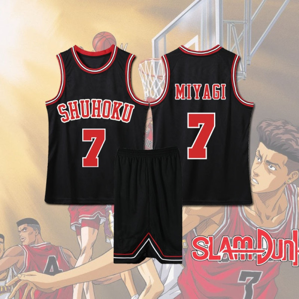 Anime Sakuragi Hanamichi Cosplay Slam Dunk Jersey Shohoku School Basketball Team Uniform Sportswear Kaede Rukawa Cosplay Costume Silver 5XL