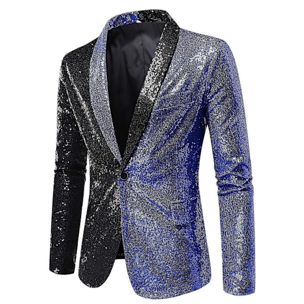 Sequin Glitter Blazer til Mænd En Knap Peak Revers Smokingjakke